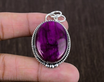 Purple Flash Labradorite Pendant: Handmade 925 Sterling Silver Boho Jewelry