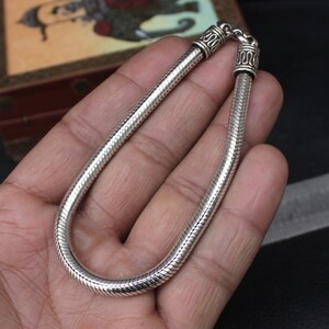 Pulsera De Cadena De Serpiente De Plata De Ley Hecha A Mano Pulsera De Cadena De Serpiente De Plata De Ley Hecha A Mano