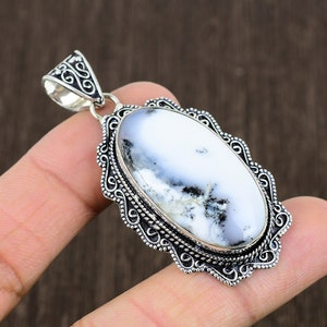 Handmade Dendrite Opal Pendant: 925 Sterling Silver Gemstone Jewelry