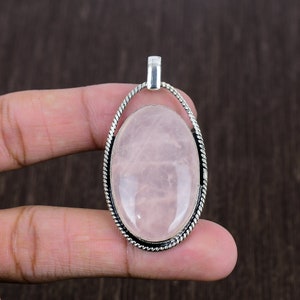 Rose Quartz 925 Sterling Silver Pendant - Pink Gemstone Jewelry