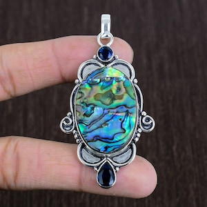 Abalone Shell Gemstone 925 Starling Silver Jewelry, Gift For Mom, Women Jewelry, Boho Pendant Jewelry For Gift, Christmas Gift Jewelry