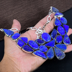 Lapis Lazuli Necklace: Sterling Silver Boho Bnjara Jewelry