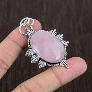 Rose Quartz 925 Sterling Silver Pendant - Pink Gemstone Jewelry