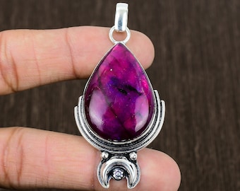 Purple Fire Labradorite 925 Sterling Silver Pendant - Tribal Jewelry