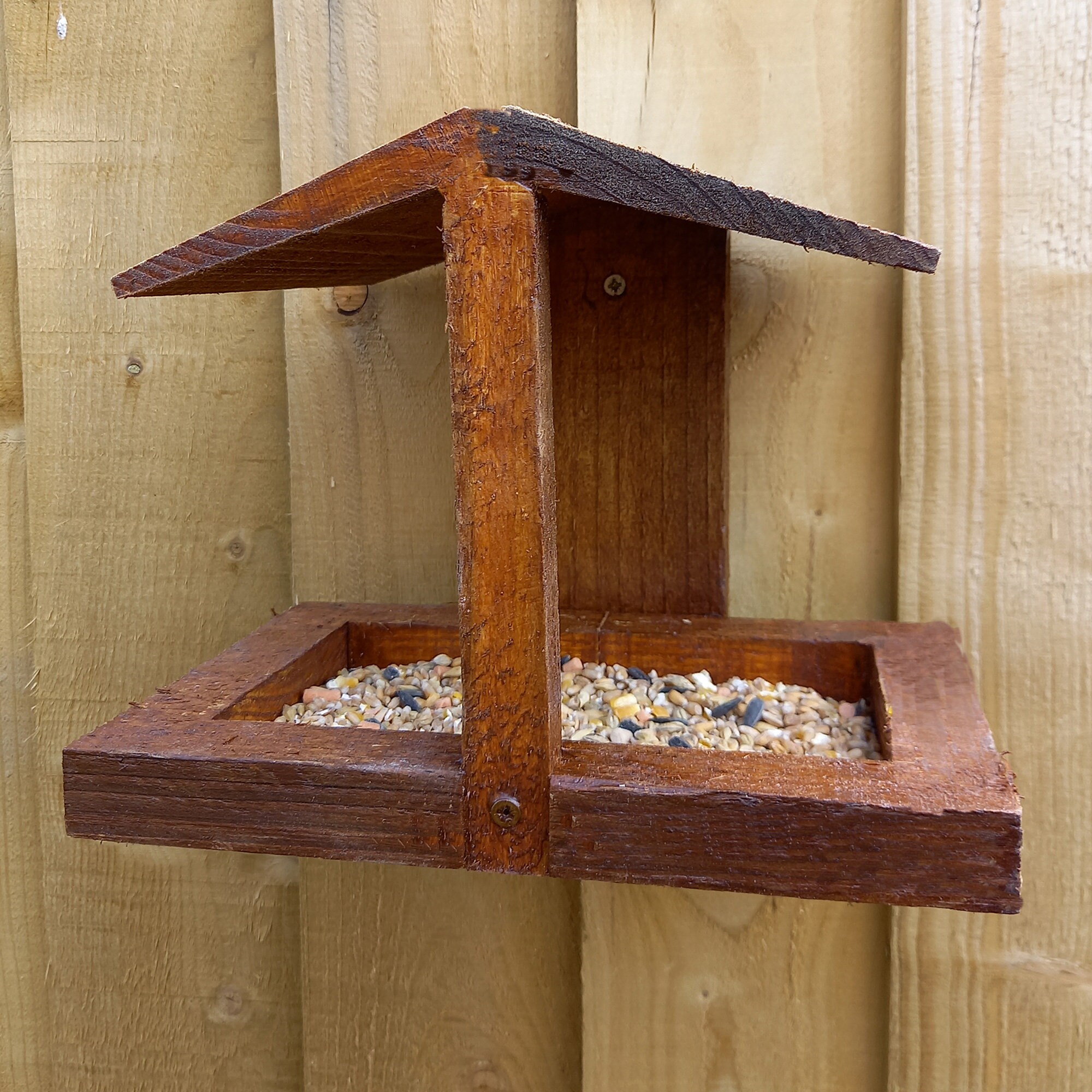 Covered Garden Bird Feeder Mesh Tray For Wall or Fence Bird Etsy