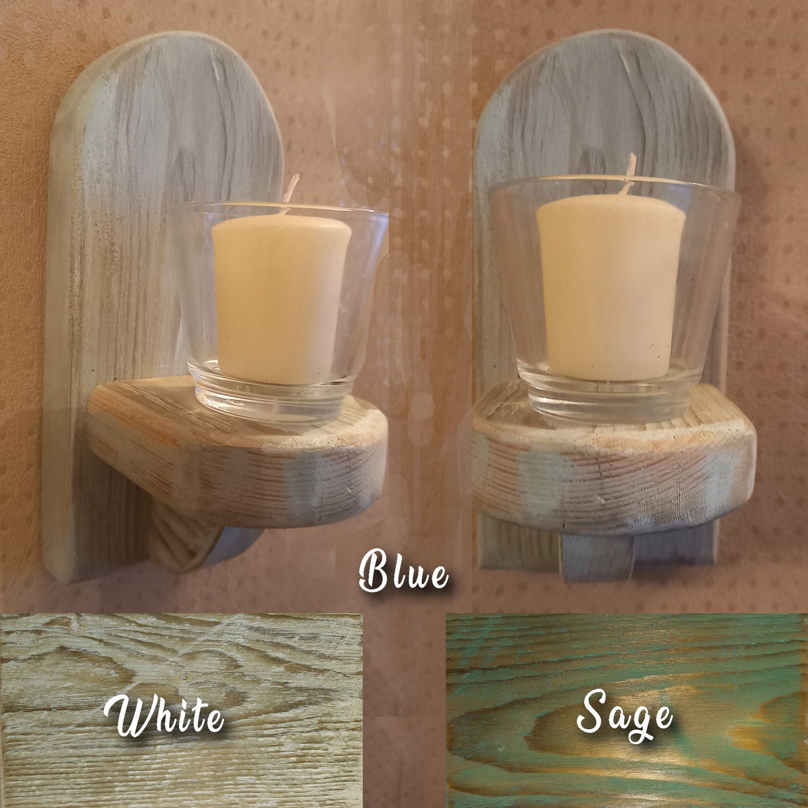PAIR Votive Tealight Candle Holders Wall Decor Sconces Shabby Etsy