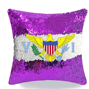 Virgin Islands Flag Purple Sequence Pillow