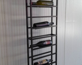 Wall mounted industrial iron bottle holder cellar