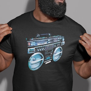 Camicia Ghettoblaster vintage retrò, regali hip hop, maglietta di musica rap anni '80 e '90, maglietta Boom Box, maglietta Break Dancing, regalo B Boy, bella vecchia scuola
