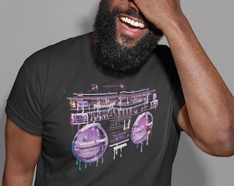 Retro Vintage Ghettoblaster Shirt, Hip Hop Gifts, 80S 90S Rap Music Tshirt, Boom Box T Shirt, Break Dancing Tee, B Boy Gift, Cool Old school