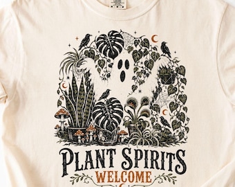 Spiriti delle piante benvenuti - Maglietta divertente di Halloween con fantasmi e piante botaniche per gli amanti del botanico