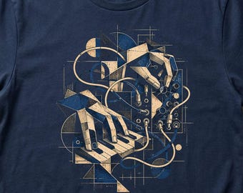 Maglietta con sintetizzatore Pablo Picasso, sintetizzatore modulare, regalo per beatmaker, maglietta per produttore musicale, suonatore di tastiera sintetizzatore analogico, regalo musicale, maglietta per DJ