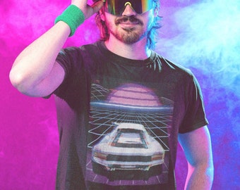 Camicia Synthwave, Camicia Vaporwave, Vaporwave retrò, Estetica anni '80, Regalo per il fidanzato, Abbigliamento estetico, Camicia estetica, Tramonto retrò