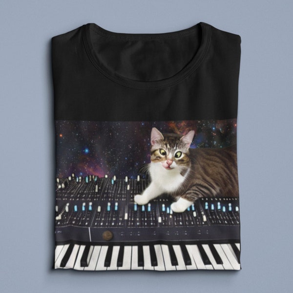 Synthesizer Cat Shirt, Modular Synth, Beat Maker Gift, Music Producer Tee, Techno Tshirt, Music Gift, Analog Synth Shirt, Dj Shirt