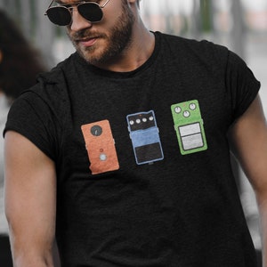 Camicia per chitarra, Regalo per chitarrista, T-shirt a pedale con effetto Stomp Box, Maglietta per musicista, Camicia Rock And Roll, Camicia per cantautori, Per uomo, Per donna