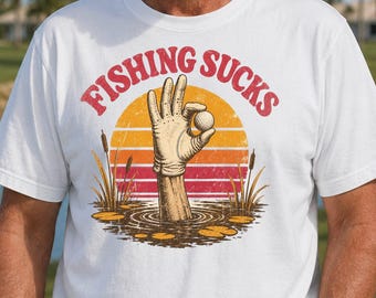 Funny Golf Shirt | Fishing Sucks Water Hazard Tee | Bad Golfer Gag Gift | Retro Golfer Apparel | 19th Hole Humor