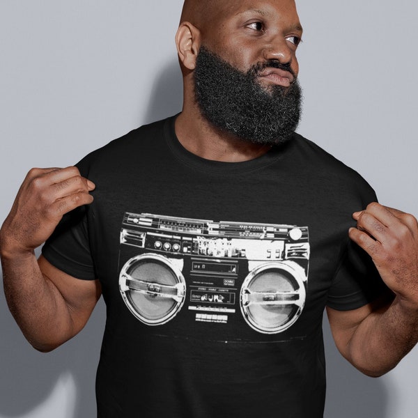 Camisa retro vintage Ghettoblaster, regalos de hip hop, camiseta de música rap de los 80S 90S, camiseta Boom Box, camiseta de break dance, regalo B Boy, Cool Old School