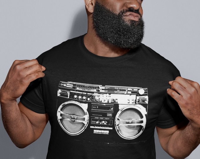 Retro Vintage Ghettoblaster Shirt, Hip Hop Gifts, 80S 90S Rap Music Tshirt, Boom Box T Shirt, Break Dancing Tee, B Boy Gift, Cool Old school