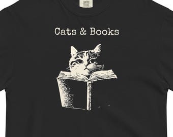 Comfort Colors Funny Reading Shirt, Just One More Chapter, Cats and Books, Cute Cat Lover Librarian Shirt, Book Club Shirt, Bookworm Gift