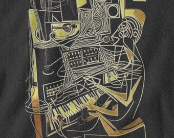 Koszulka Pablo Picasso Synthesizer, Modular Synth, Beat Maker Gift, Music Producer Tee, Analog Synth Keyboard Player, Music Gift, DJ Shirt