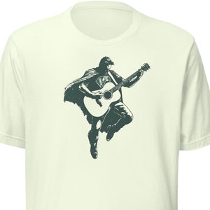 Maglietta con chitarra da supereroe, regalo per chitarrista, uomo, donna, adolescente, maglietta con chitarra elettrica, maglietta rock vintage, tracolla per basso con grafica, custodia per plettro