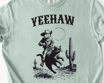 Funny Cowboy Mouse Shirt Comfort Colors T Shirt for Men Women Guys Meowdy Cat Shirt Western Theme Gifts Retro Vintage Rodeo Cute Mouse Tee