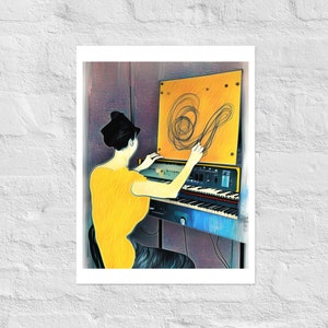 Toulouse Lautrec Style Print, Synthesiser Art Poster, Modular Synth Wall Art, Beat Maker Gift, Analog Synth Piano Keyboard Player Music Gift