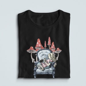 Alice in Wonderland Shirt, Alice Mushroom Tshirt, Mad Hatter Tea Party, Cheshire Cat Tee, Wonderland Gift, Alice Shirt, We&#39;re All Mad