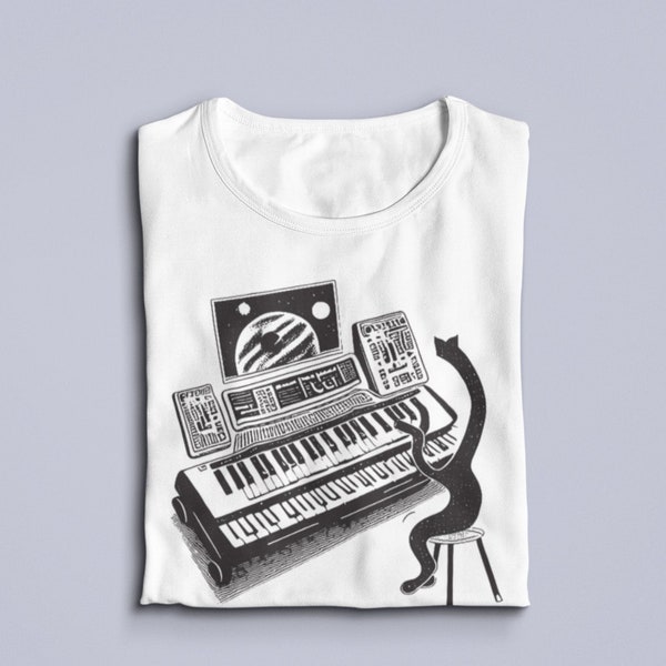 Synthesizer Cat Shirt, Modular Synth, Beat Maker Gift, Music Producer Tee, Techno Tshirt, Music Gift, Analog Synth Shirt, Dj Shirt