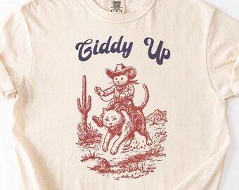 Funny Cowboy Mouse Shirt Comfort Colors T Shirt for Men Women Guys Meowdy Cat Shirt Western Theme Gifts Retro Vintage Rodeo Cute Mouse Tee