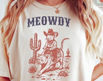 Funny Cowboy Mouse Comfort Colors Shirt: Meowdy Rodeo Cat Tee