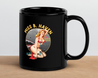 Caneca de café com arte no nariz da segunda guerra mundial, caneca de aviação vintage retrô, B-17, B-24, bombardeiro B-25, aeronave da segunda guerra mundial, caneca de garota pin up, presente de aviação, segunda guerra mundial