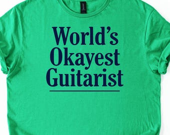 Maglietta "Il chitarrista più discreto del mondo", maglietta divertente con chitarra, regalo per chitarristi, maglietta umoristica per musicisti, battuta sull'attrezzatura da chitarrista, abbigliamento rock