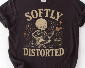 Softly Distorted Guitar Shirt, Funny Guitarist Tee, Musician Humor Shirt, Guitar Player Gift, Introvert Music Shirt