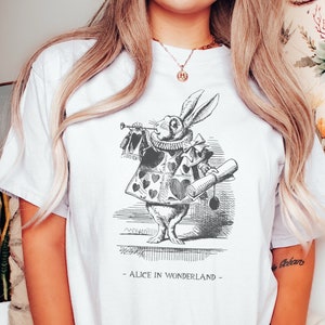 Alice in Wonderland Shirt, White Rabbit Tshirt, Mad Hatter Tea Party, Cheshire Cat Tee, Wonderland Gift, Alice Shirt, We&#39;re All Mad
