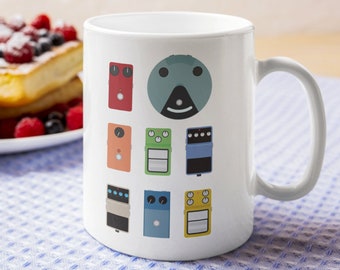 Guitar Player Gift, Stomp Box Effect Pedal Mug, Guitar Mug, Musician Coffee Mug, Rock And Roll Mug, Songwriter Coffee Cup, Music Coffee Mug