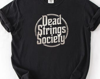 Maglietta Dead Strings Society, maglietta divertente con chitarra, regalo per chitarrista, maglietta umoristica per musicisti, battuta sull'attrezzatura da chitarrista, abbigliamento rock