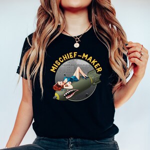 WWII Nose Art Shirt, Retro Vintage Aviation T Shirt, B-17, B-24 ,B-25 Bomber, World War II Aircraft, Pin Up Girl Tee, Aviation Gift, WW2