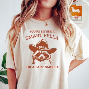 ¿Eres un tipo inteligente o hueles a pedos? Camiseta de dibujos animados retro Comfort Colors, camiseta rara, camiseta Meme, camiseta Trash Panda, unisex