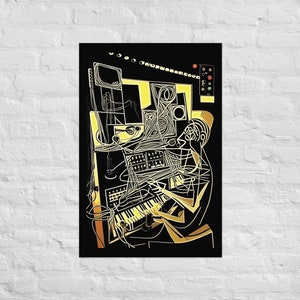 Pablo Picasso Style Poster, Synthesiser Art Poster, Modular Synth Wall Art, Beat Maker Gift, Analog Synth, Piano Keyboard Player Music Gifts