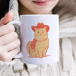 Taza de café con gato vaquero, taza con cita divertida de Meowdy Partner, regalo para amantes de los gatos, taza para gatos con música country occidental, idea de regalo para amigos, regalo novedoso