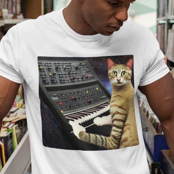 Synthesizer Cat Shirt, Modular Synth, Beat Maker Gift, Music Producer Tee, Techno Tshirt, Music Gift, Analog Synth Shirt, Dj Shirt