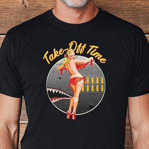 WWII Nose Art Shirt, Retro Vintage Aviation T Shirt, B-17, B-24 ,B-25 Bomber, World War II Aircraft, Pin Up Girl Tee, Aviation Gift, WW2
