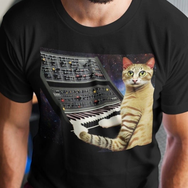 Synthesizer Cat Shirt, Modular Synth, Beat Maker Gift, Music Producer Tee, Techno Tshirt, Music Gift, Analog Synth Shirt, Dj Shirt