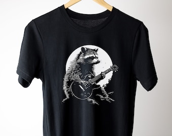 Raccoon Playing Guitar Shirt: Funny Rock Band Tee