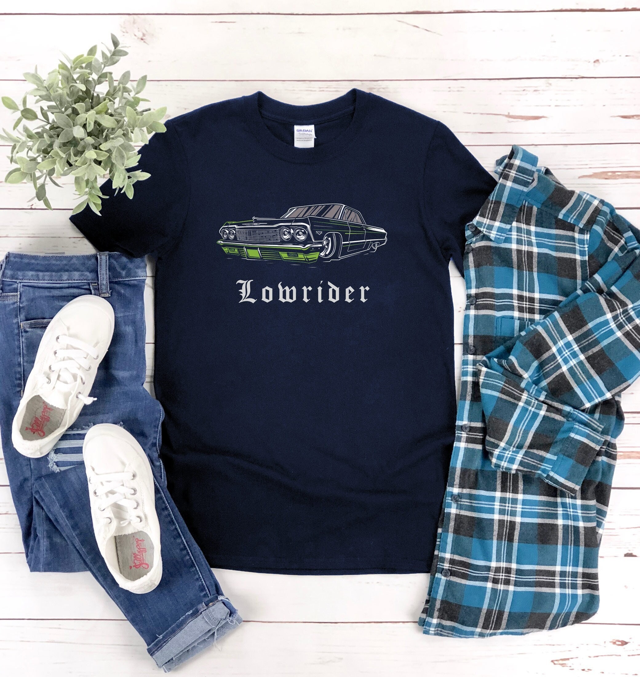 T-shirt XThreadz Low Rider '63 Chevrolet Side Show - Motif Graphique Avant/arrière, Taille M Blanc, 100% Coton, Neuf Avec étiquette