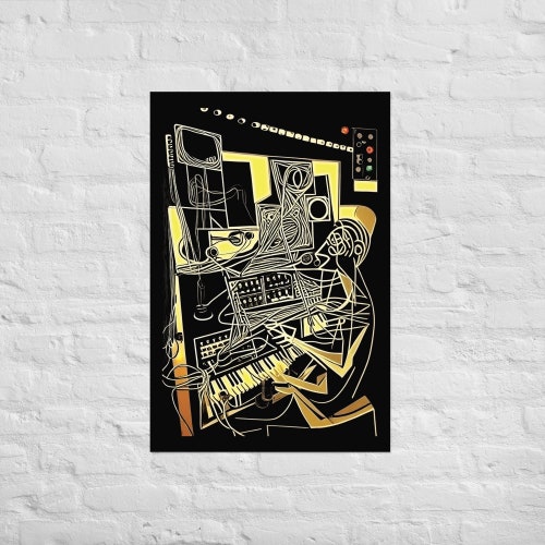 Pablo Picasso Style Poster, Synthesiser Art Poster, Modular Synth