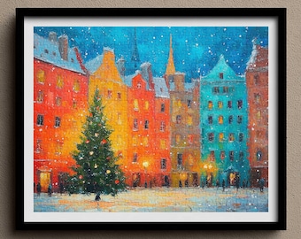 Weihnachtspuzzle Schneedorf, 110/500/1000/2000 Teile Wunderliche skandinavische Weihnachtspuzzle Weihnachtswandkunst