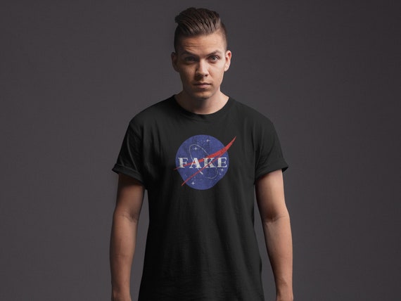 Fake Nasa Shirt, Nasa Lies, Distressed Design, Flat Earth Shirt, Conspiracy Theorist Gifts, Funny Parody Tee, Conspiracy Theories Gift