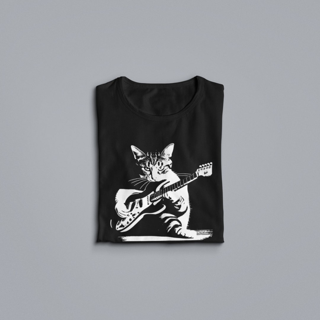 Cat Playing Guitar Shirt, Guitar Kitty Tshirt, Music Tee, Funny Guitar